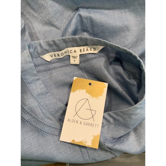 Veronica Beard Blue Button Up High-Low Long Sleeve Shirt, Size 8 - Picture 6 of 6